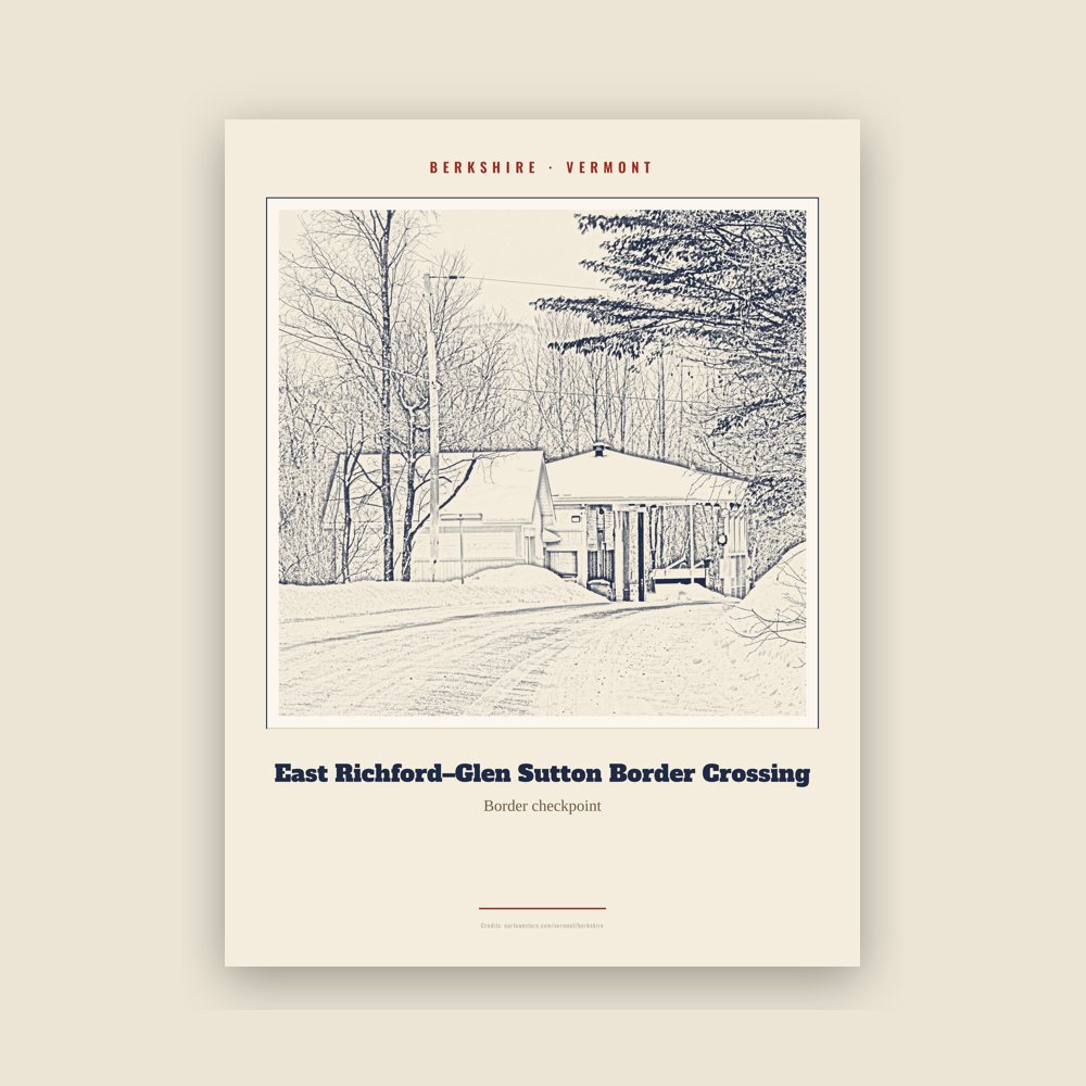 Berkshire East Richford–Glen Sutton Border Crossing Landmark Print