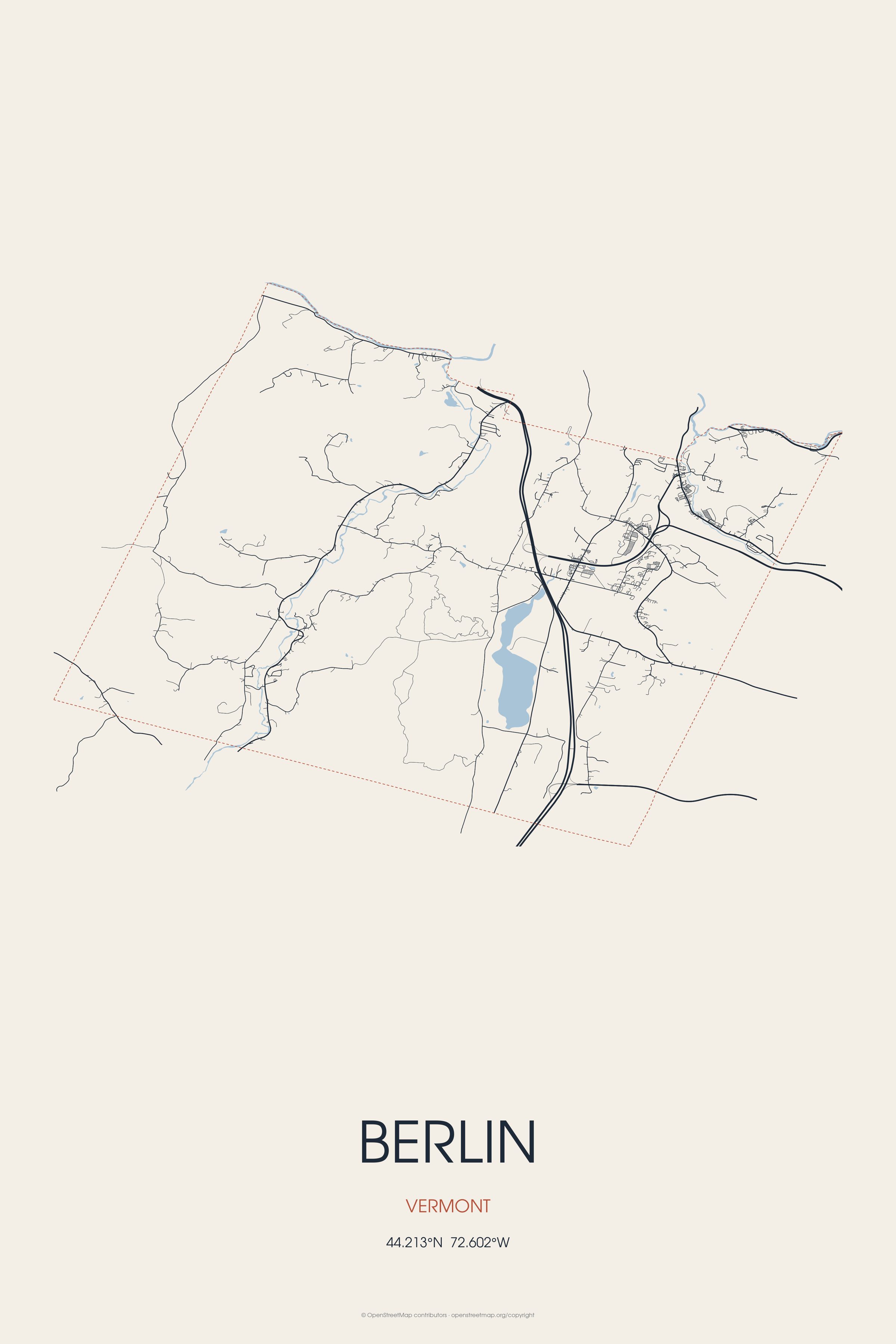 Street map of Berlin, Vermont
