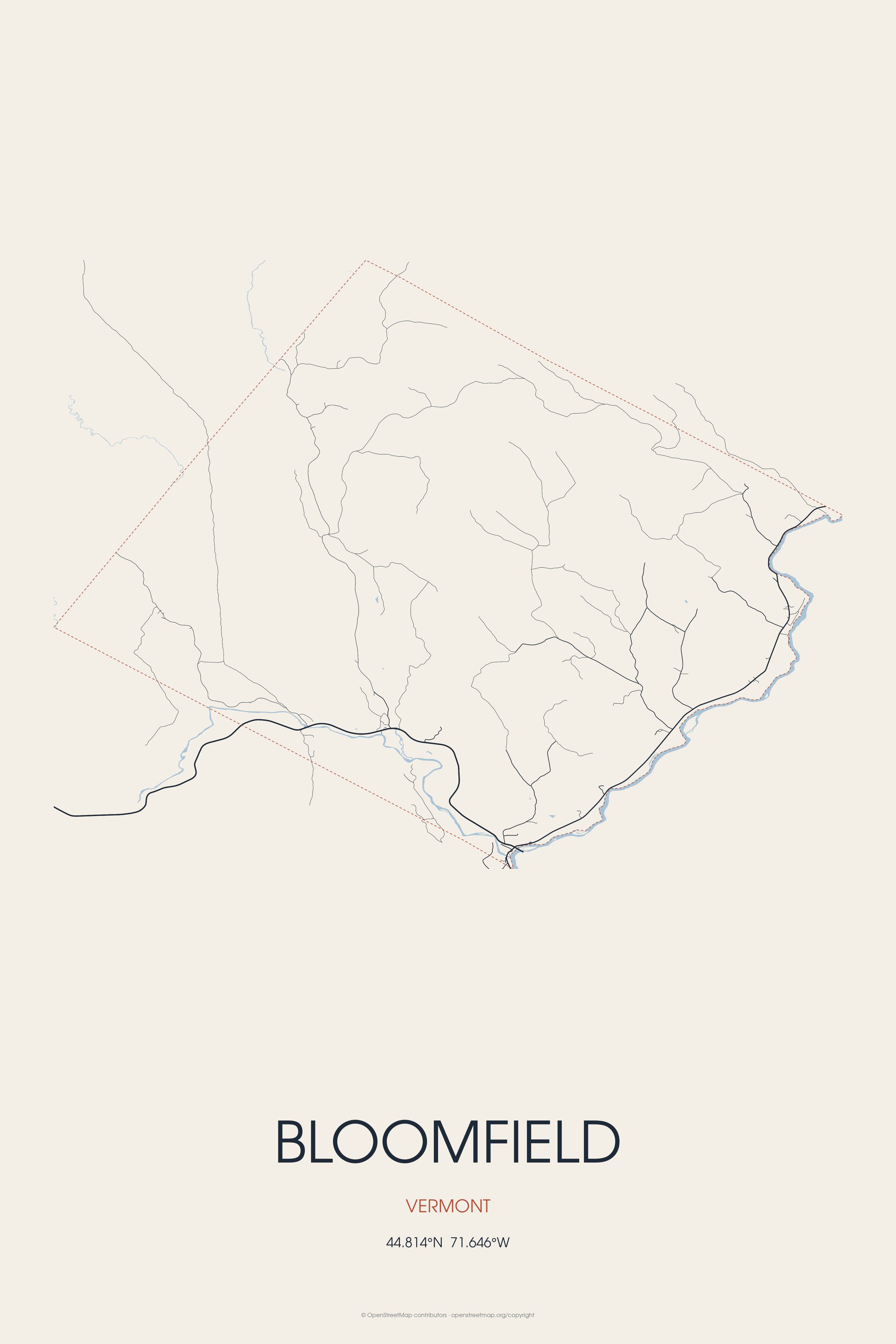 Street map of Bloomfield, Vermont