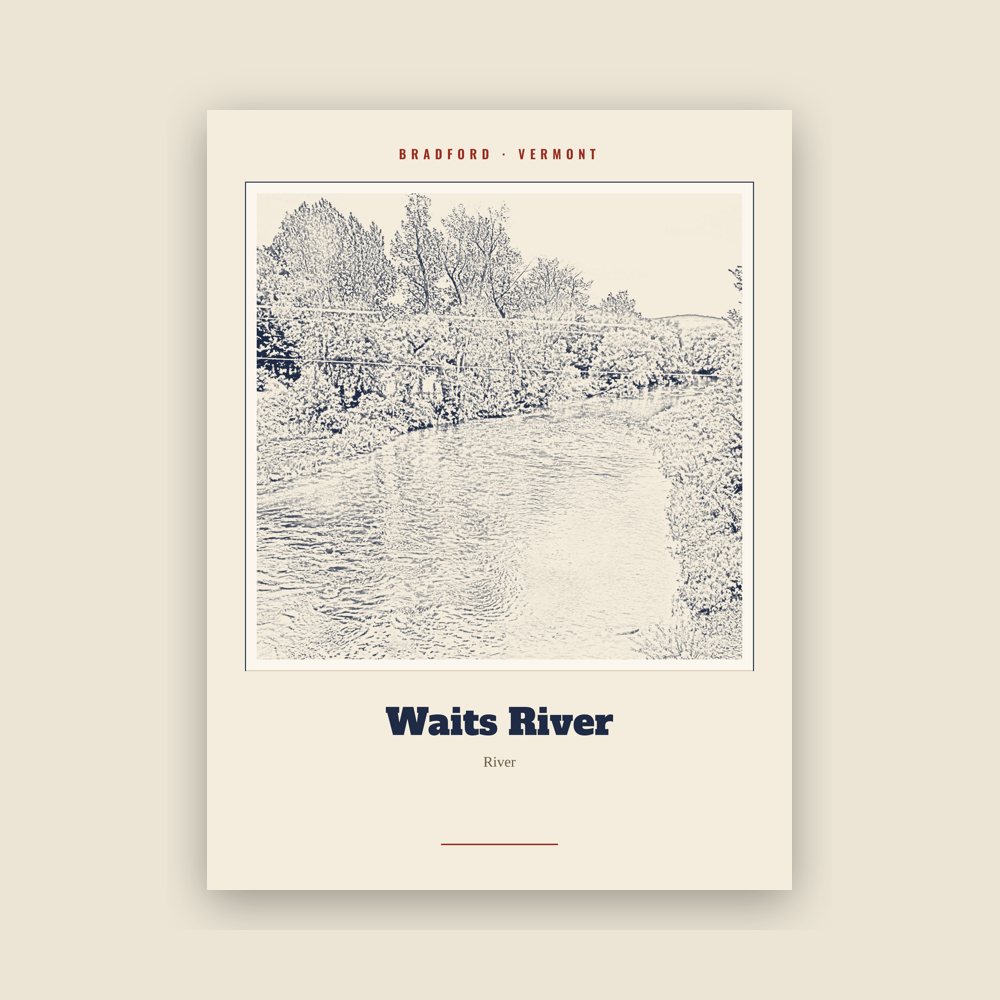 Bradford Waits River Landmark Print