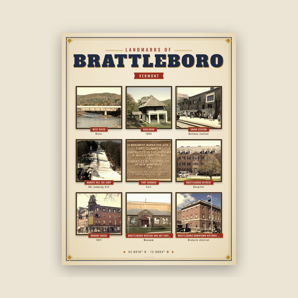 Brattleboro Landmarks Photo Poster