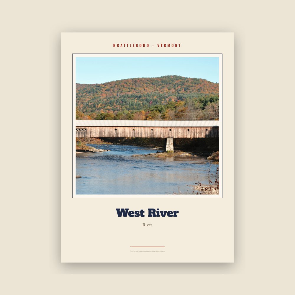 Brattleboro West River Landmark Print