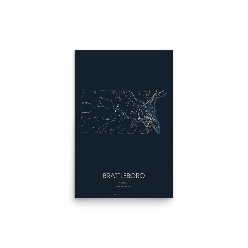 Brattleboro Street Map Poster · Midnight