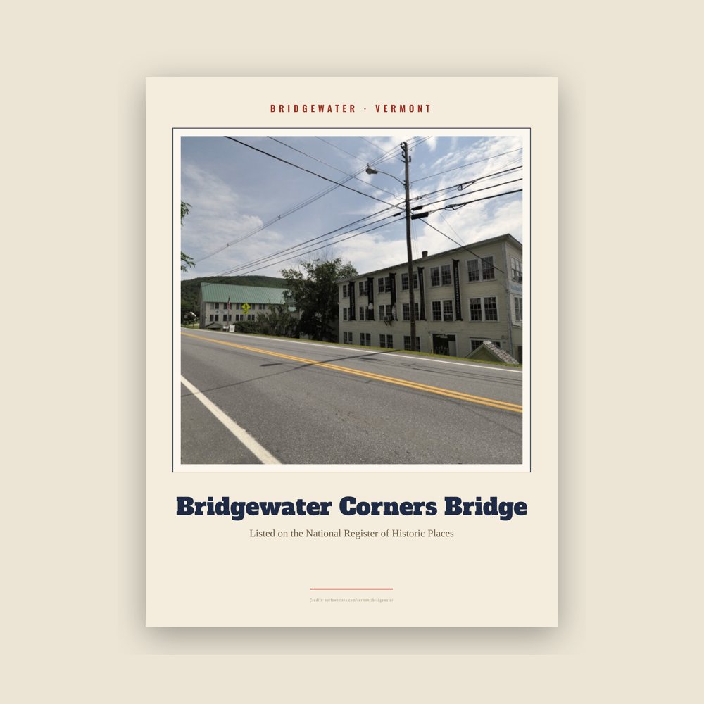 Bridgewater Bridgewater Corners Bridge Landmark Print
