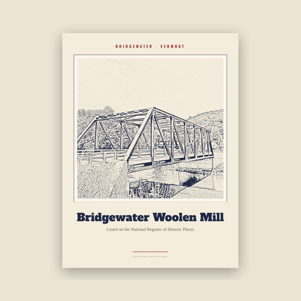 Bridgewater Bridgewater Woolen Mill Landmark Print