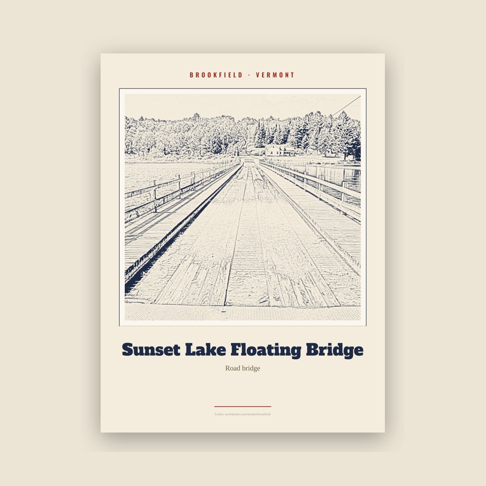 Brookfield Sunset Lake Floating Bridge Landmark Print