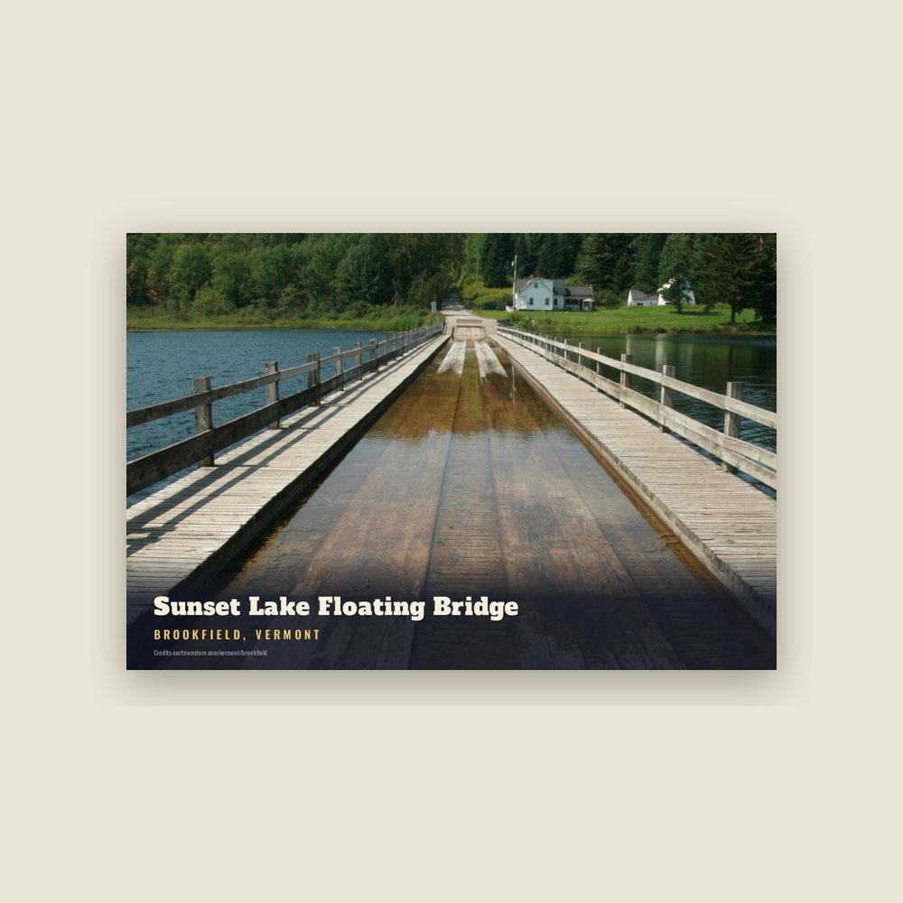 Brookfield Sunset Lake Floating Bridge Postcard