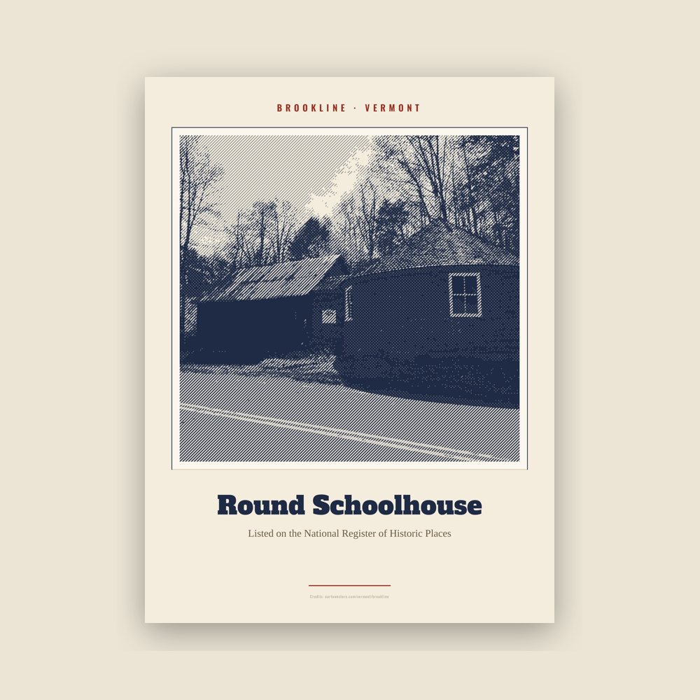 Brookline Round Schoolhouse Landmark Print