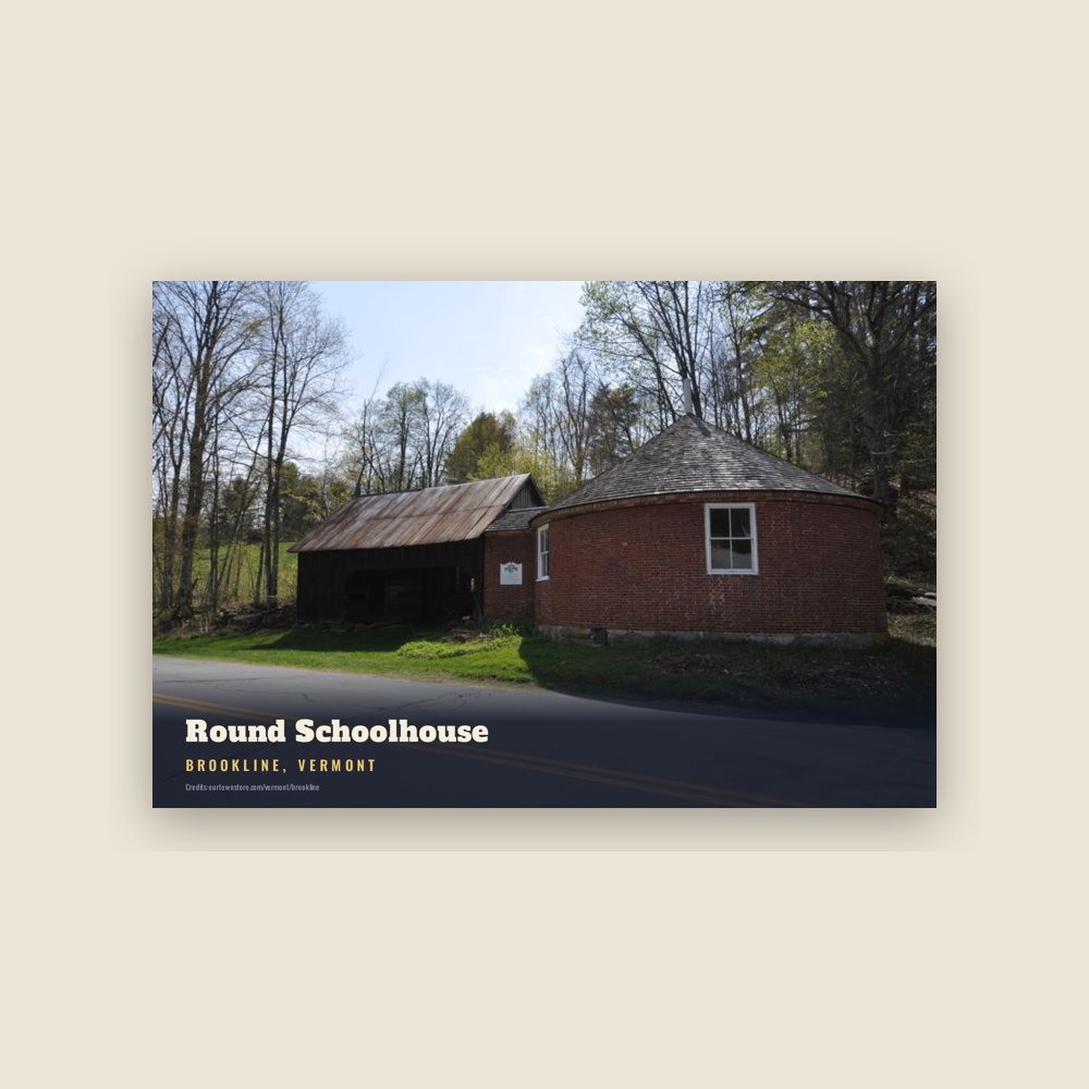 Brookline Round Schoolhouse Postcard