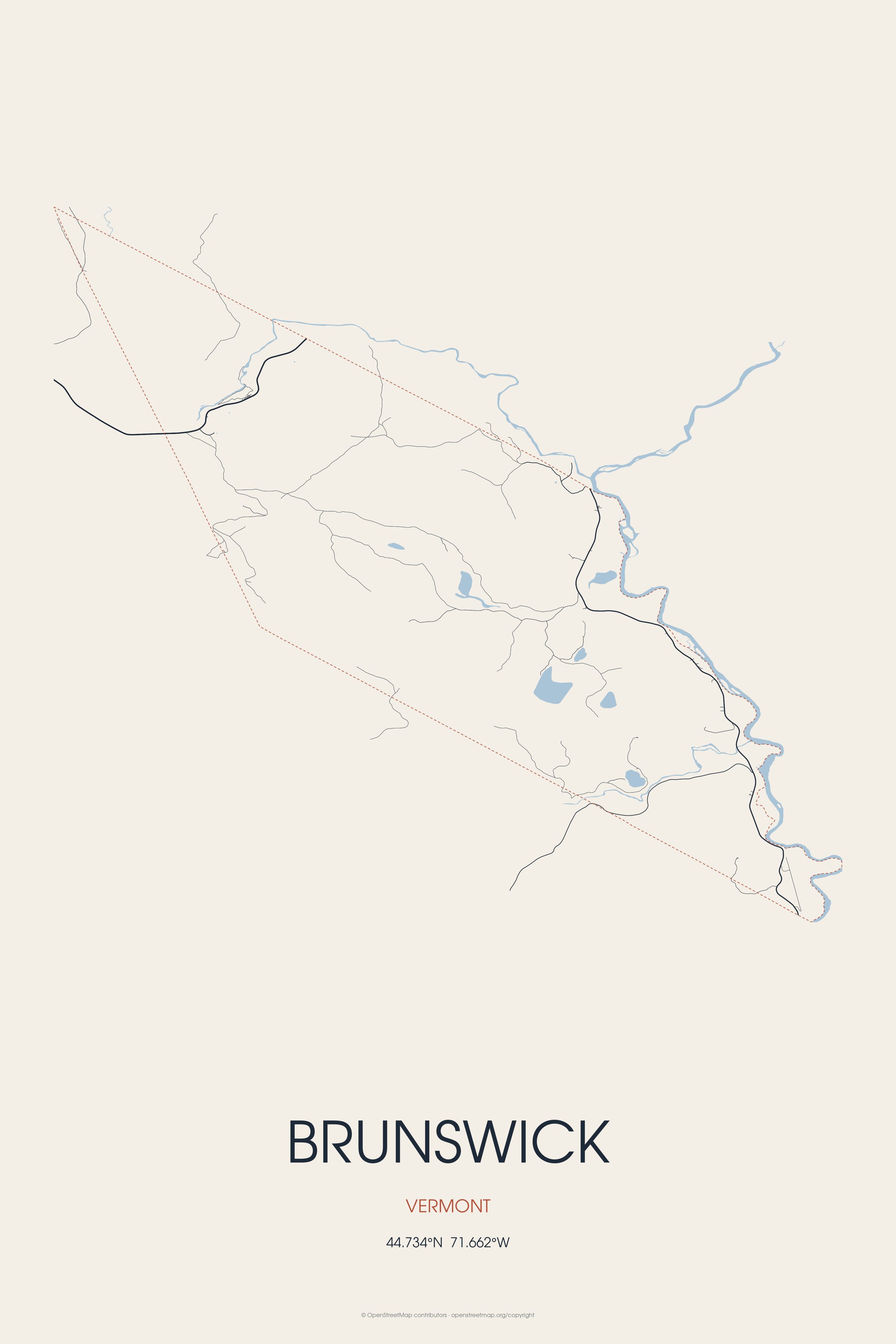 Street map of Brunswick, Vermont