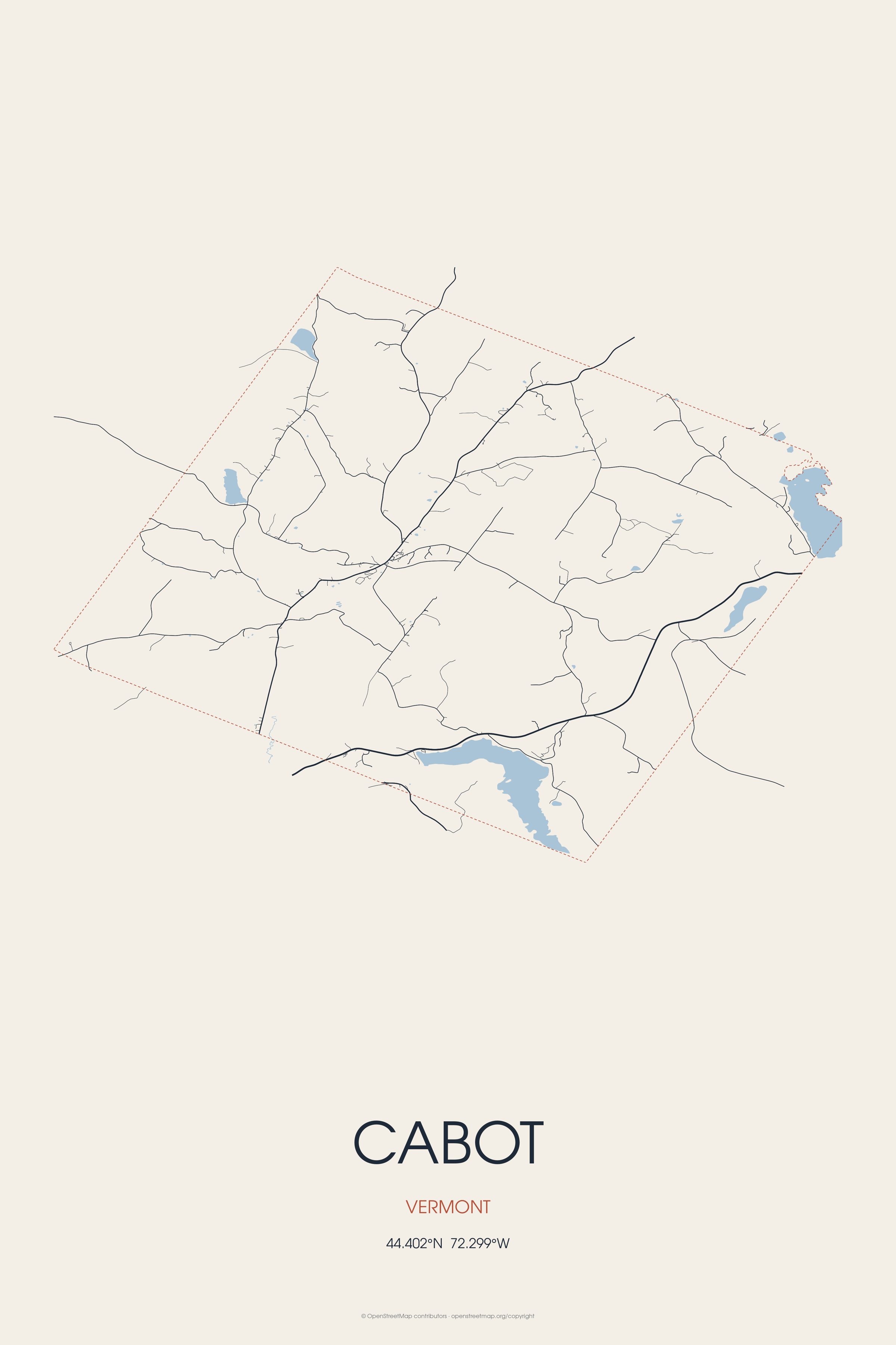 Street map of Cabot, Vermont