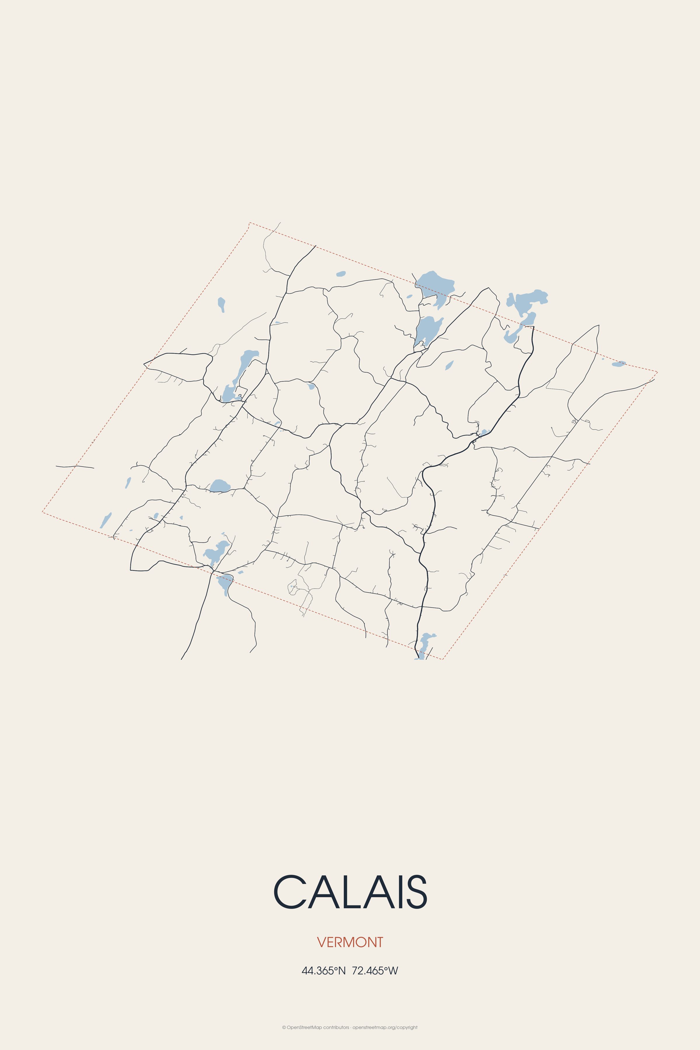 Street map of Calais, Vermont