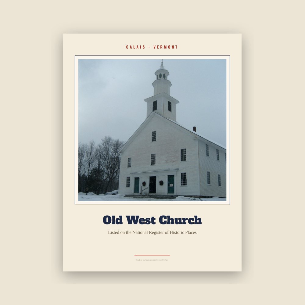 Calais Old West Church Landmark Print