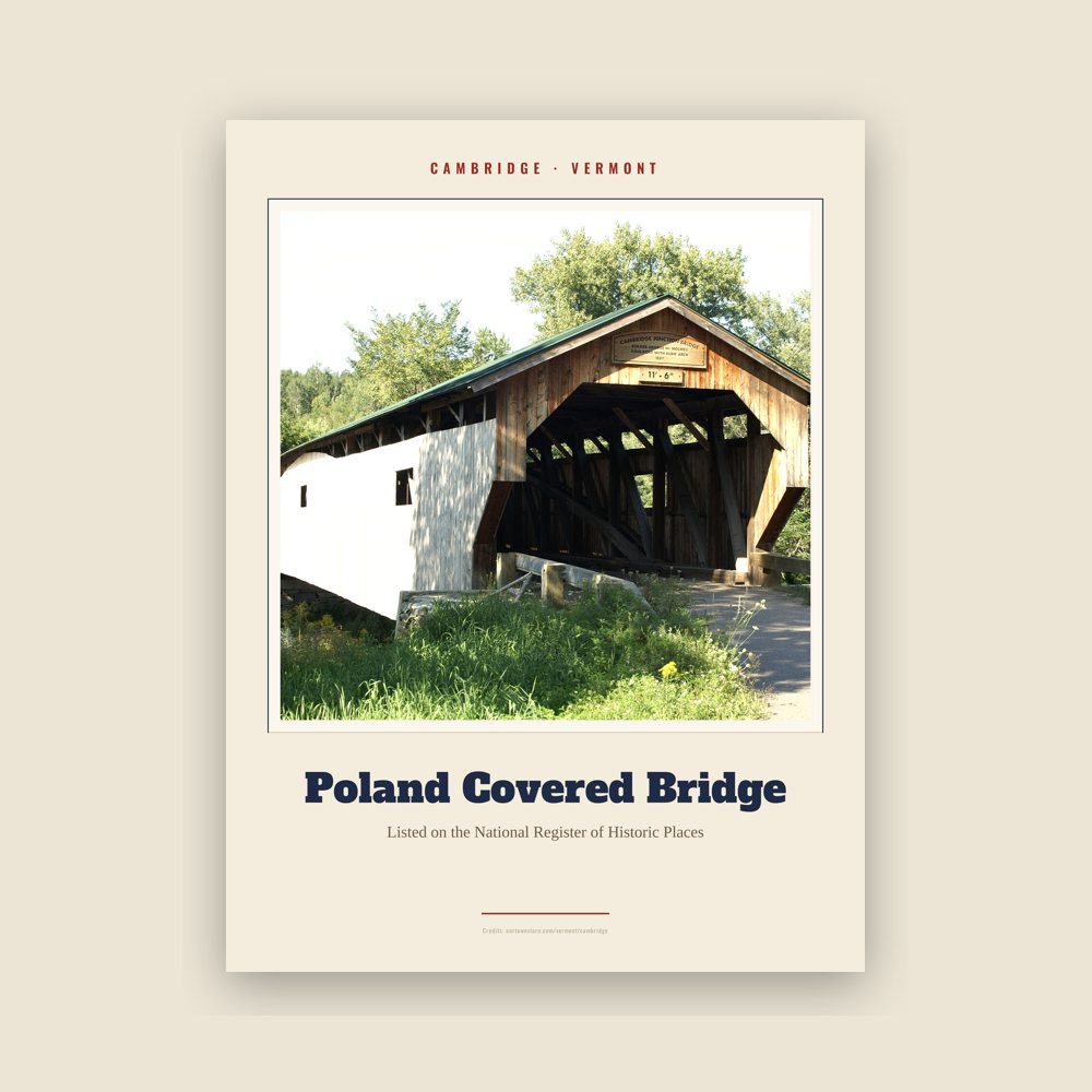 Cambridge Poland Covered Bridge Landmark Print