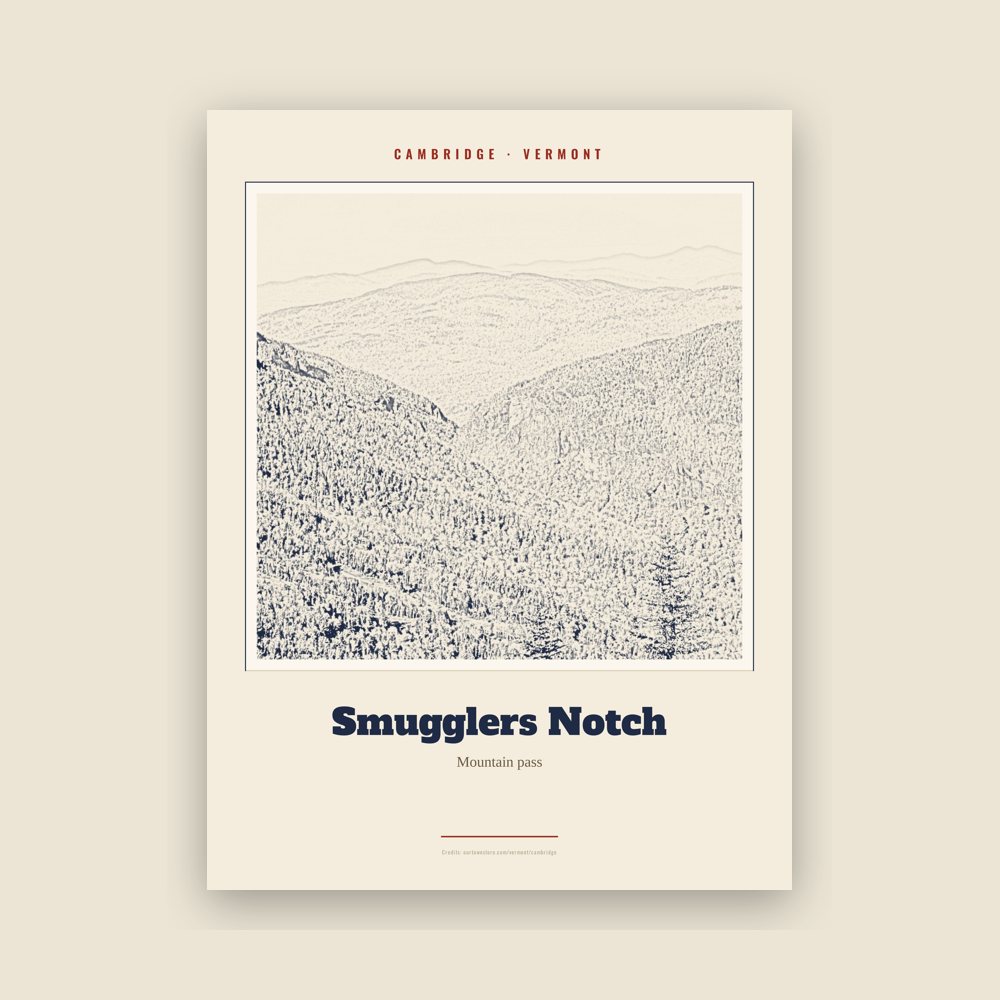 Cambridge Smugglers Notch Landmark Print