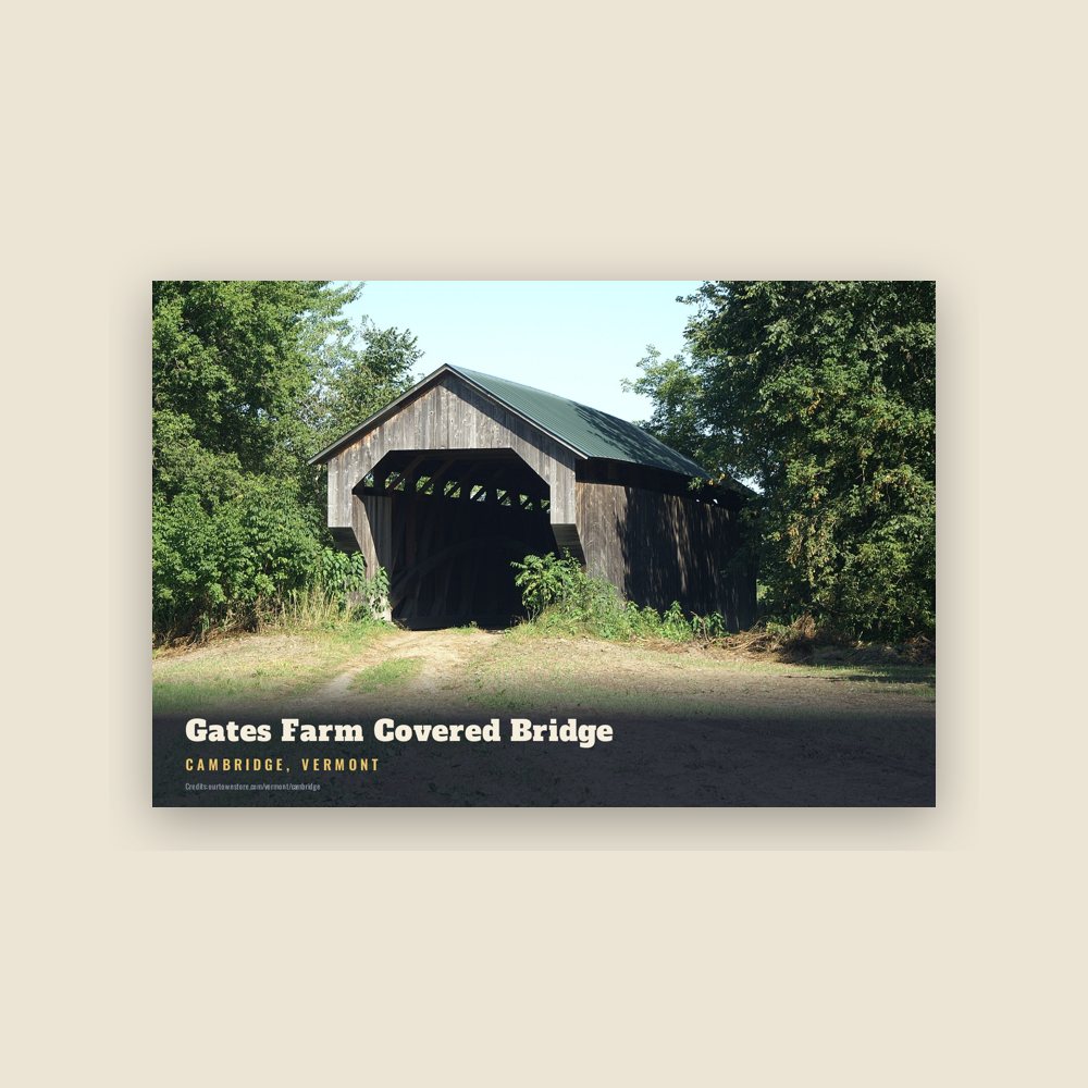 Cambridge Gates Farm Covered Bridge Postcard