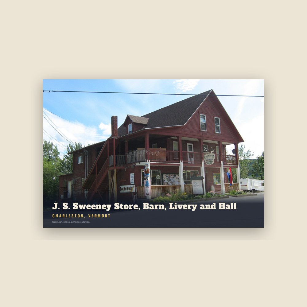 Charleston J. S. Sweeney Store, Barn, Livery and Hall Postcard