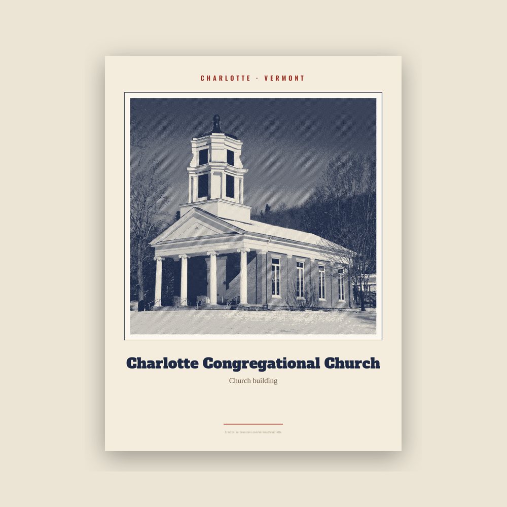Charlotte Charlotte Congregational Church Landmark Print