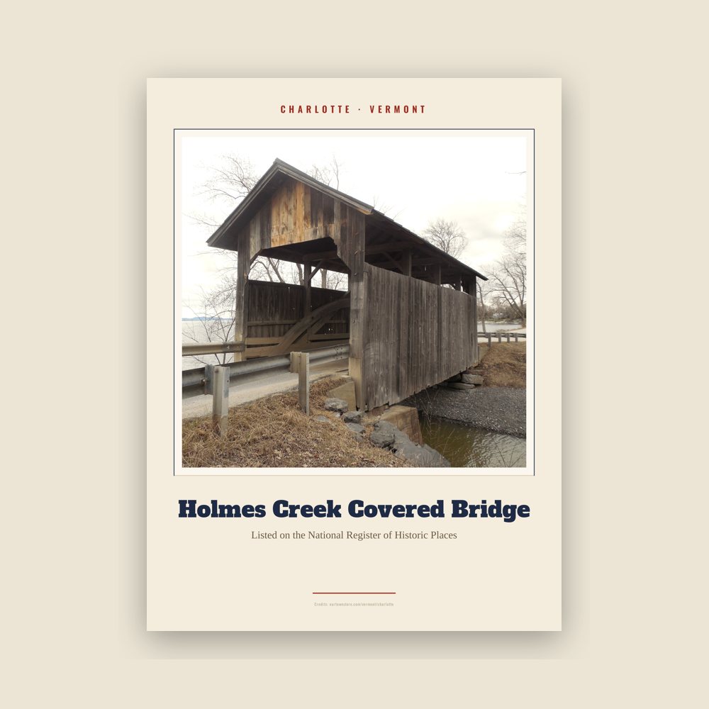 Charlotte Holmes Creek Covered Bridge Landmark Print