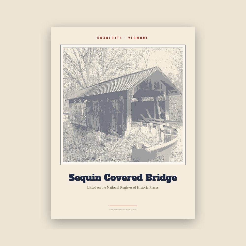Charlotte Sequin Covered Bridge Landmark Print