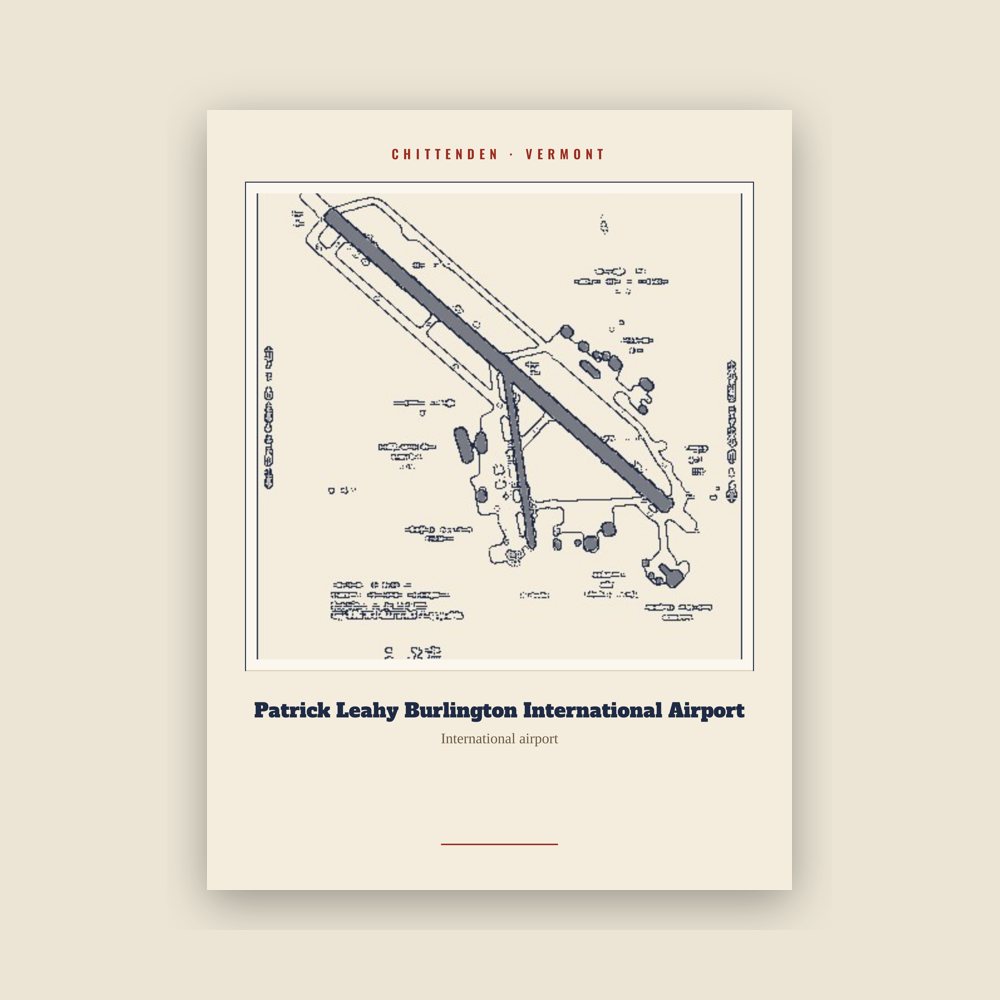 Chittenden Patrick Leahy Burlington International Airport Landmark Print
