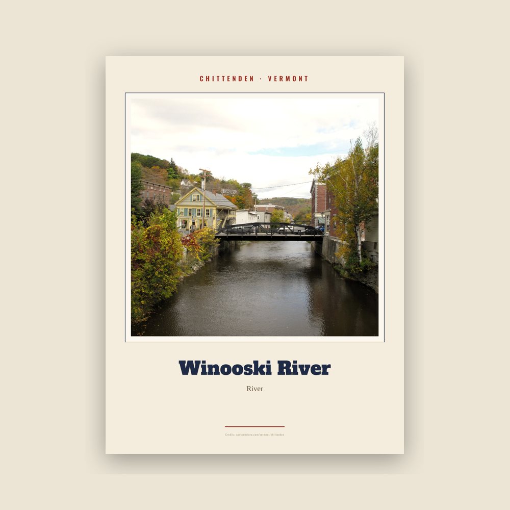 Chittenden Winooski River Landmark Print