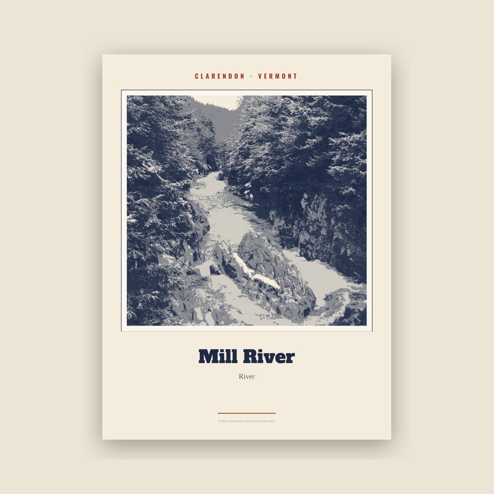 Clarendon Mill River Landmark Print