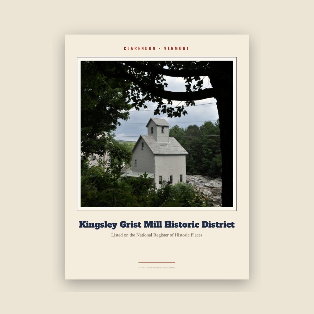 Clarendon Kingsley Grist Mill Historic District Landmark Print