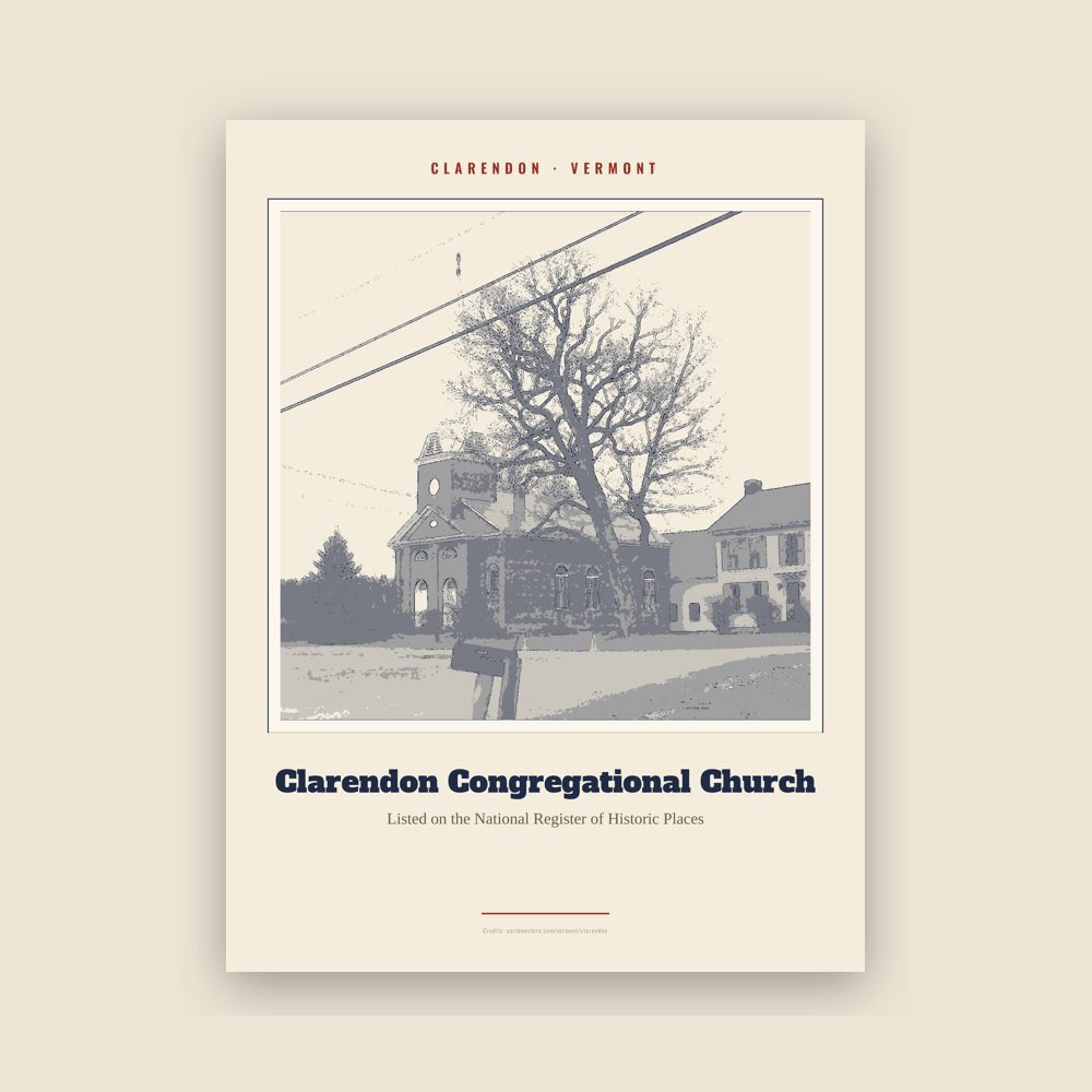 Clarendon Clarendon Congregational Church Landmark Print
