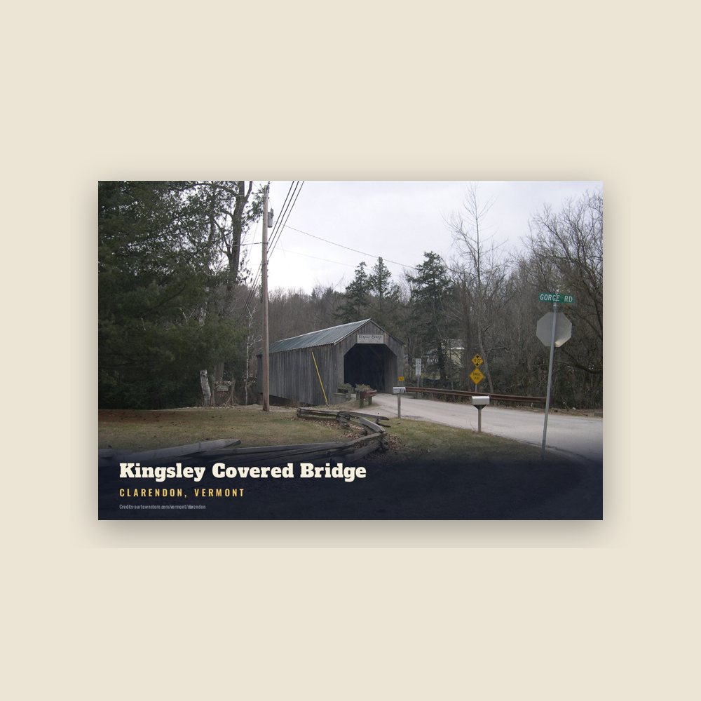 Clarendon Kingsley Covered Bridge Postcard