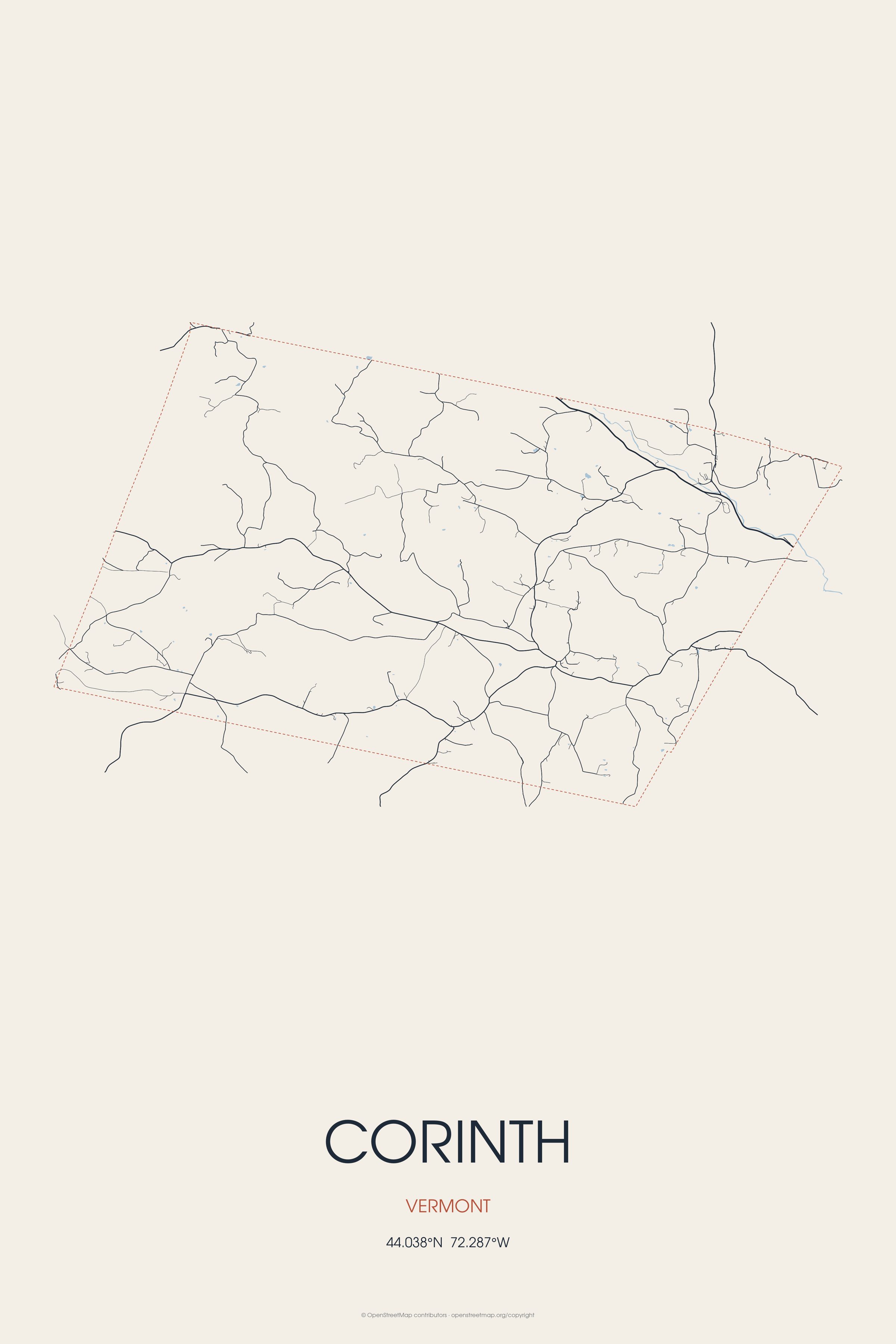 Street map of Corinth, Vermont