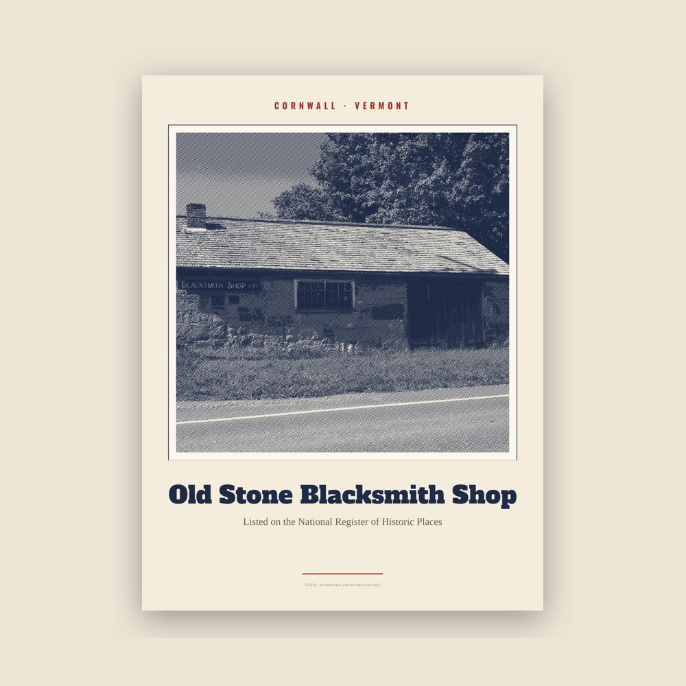 Cornwall Old Stone Blacksmith Shop Landmark Print