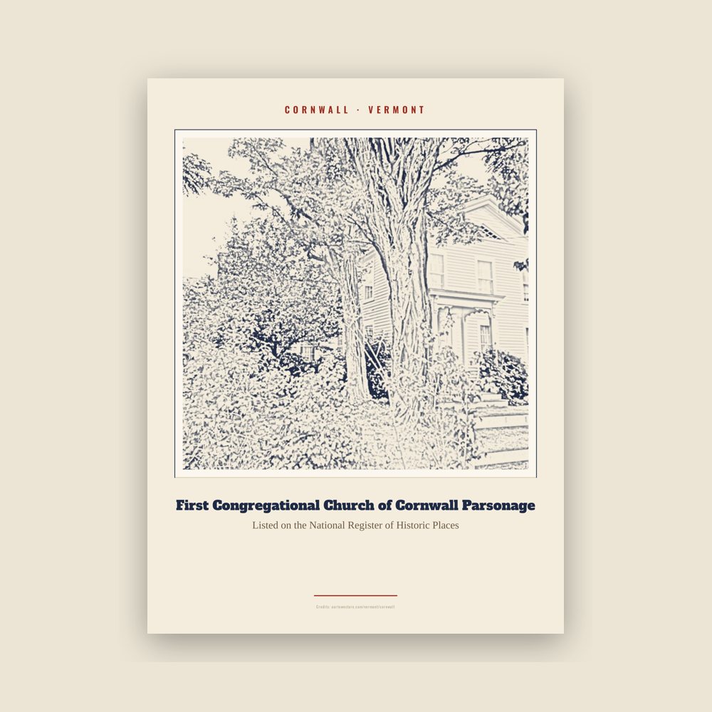 Cornwall First Congregational Church of Cornwall Parsonage Landmark Print