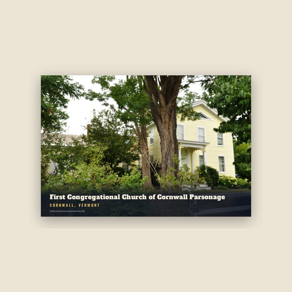 Cornwall First Congregational Church of Cornwall Parsonage Postcard