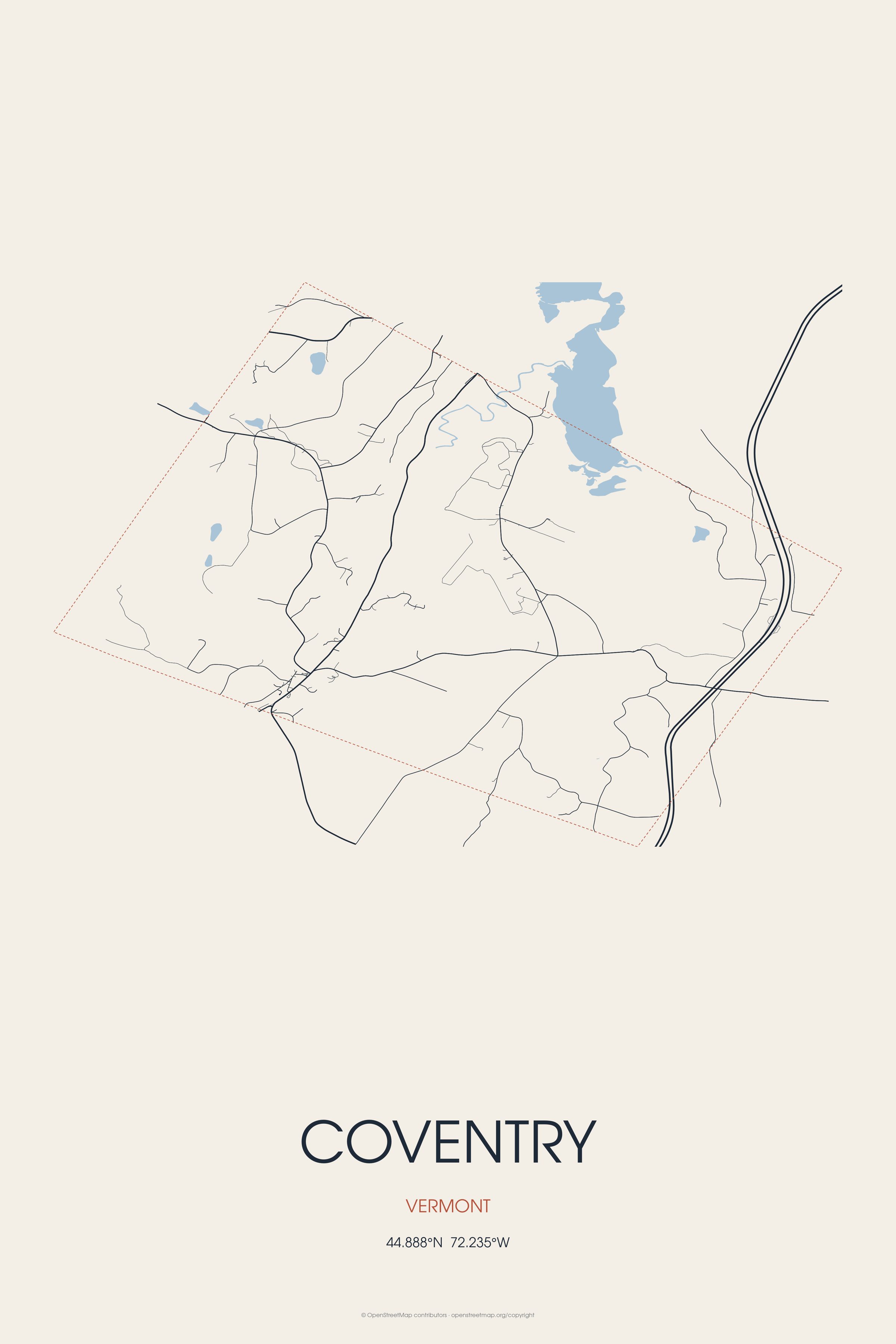 Street map of Coventry, Vermont