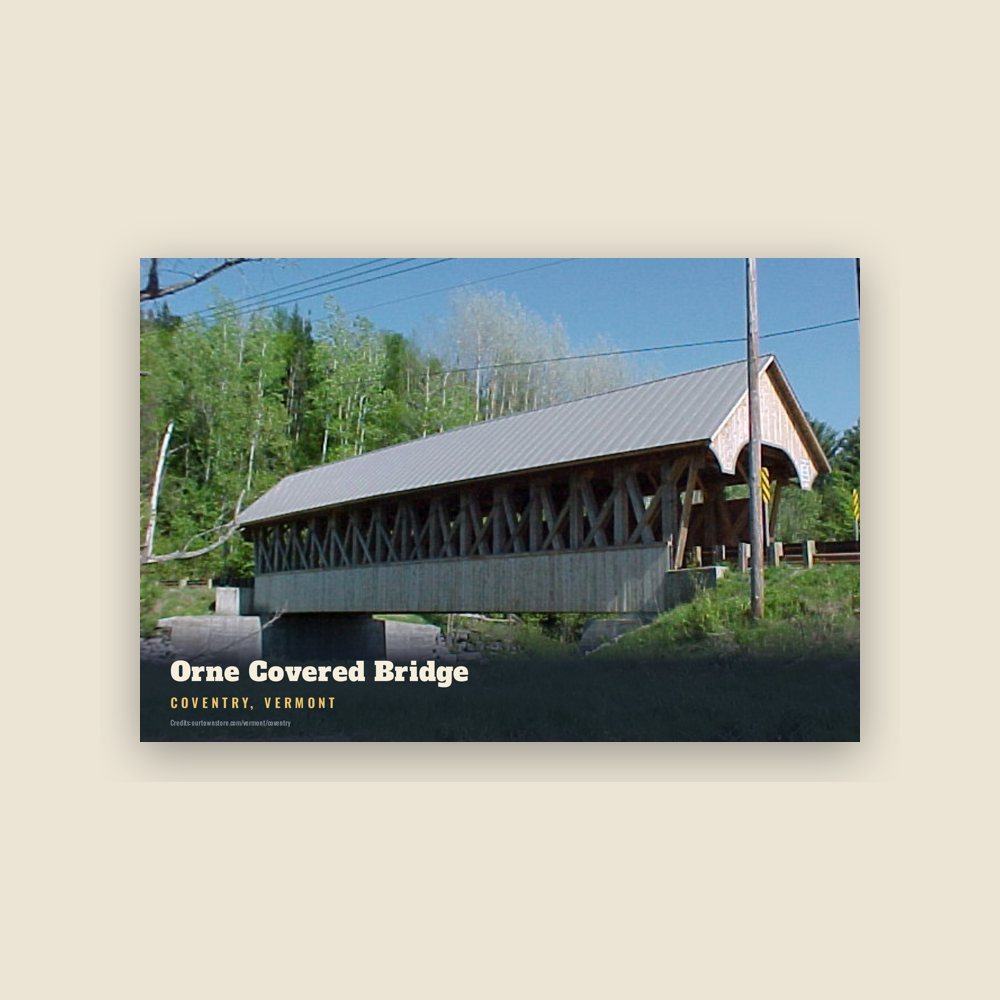 Coventry Orne Covered Bridge Postcard