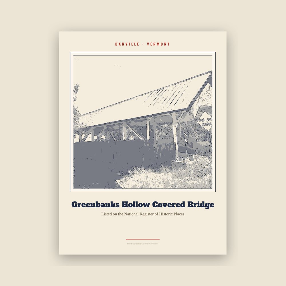 Danville Greenbanks Hollow Covered Bridge Landmark Print