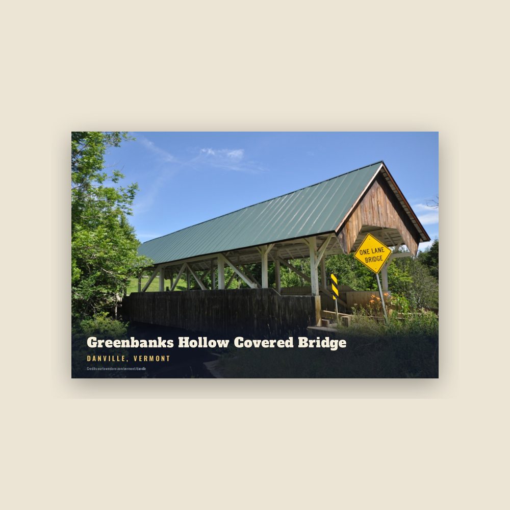 Danville Greenbanks Hollow Covered Bridge Postcard