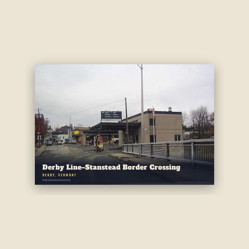 Derby Derby Line–Stanstead Border Crossing Postcard