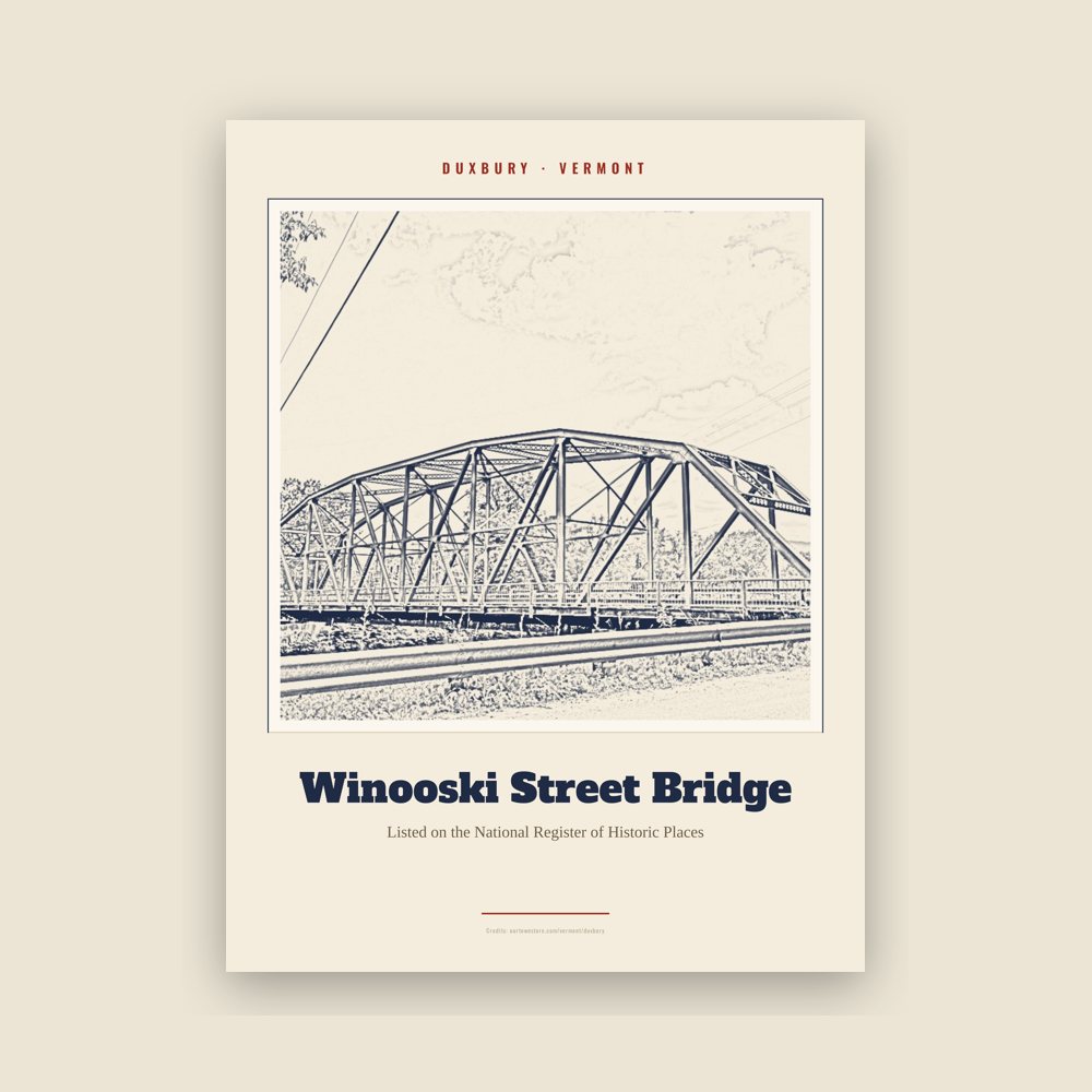 Duxbury Winooski Street Bridge Landmark Print