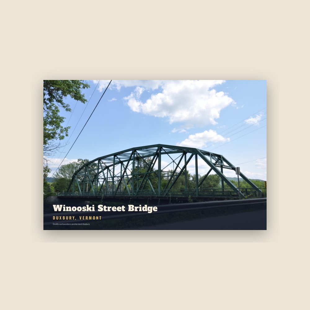 Duxbury Winooski Street Bridge Postcard