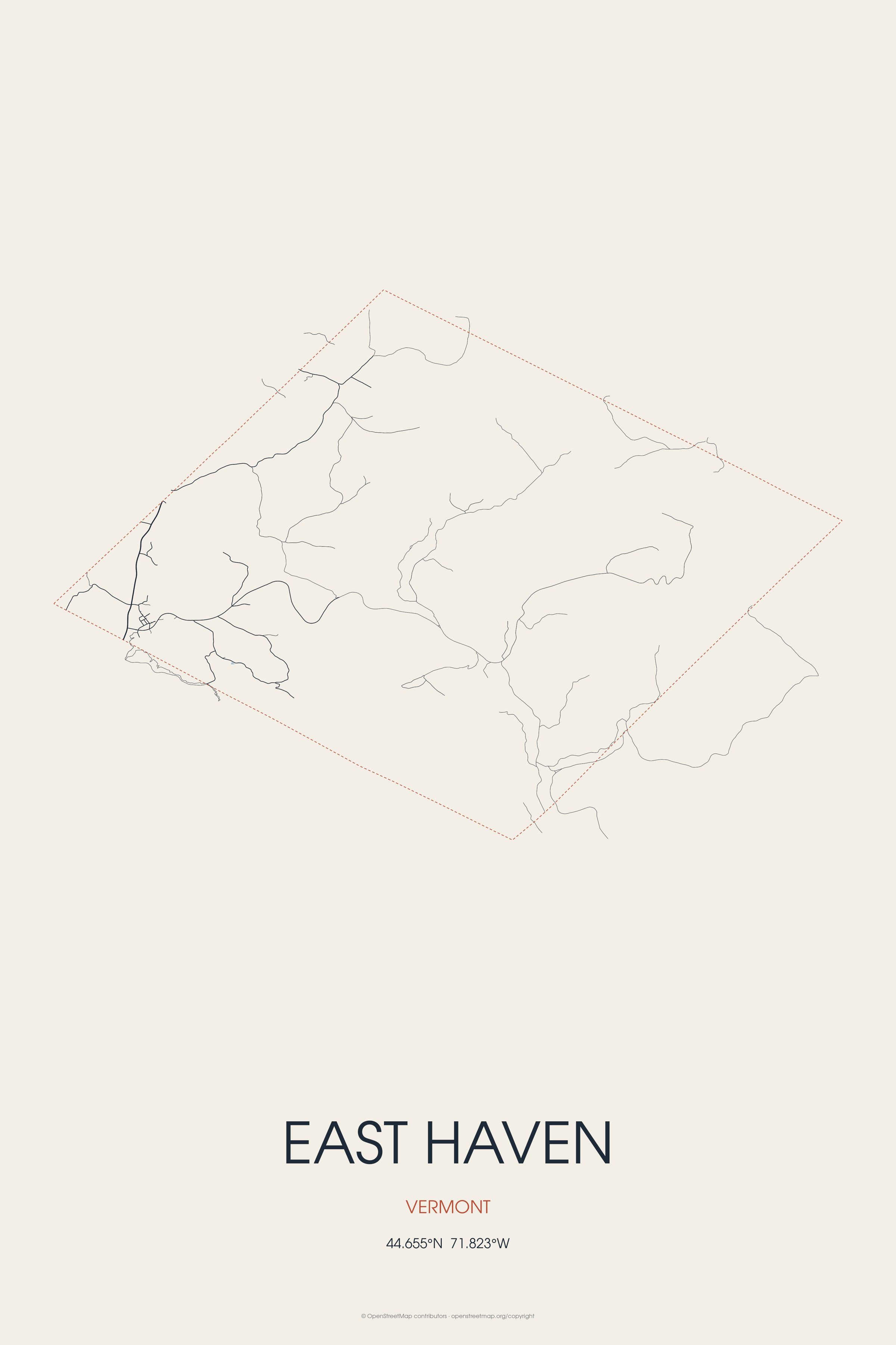 Street map of East Haven, Vermont