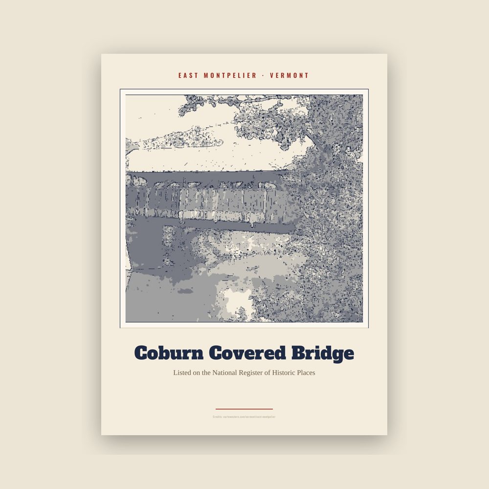 East Montpelier Coburn Covered Bridge Landmark Print