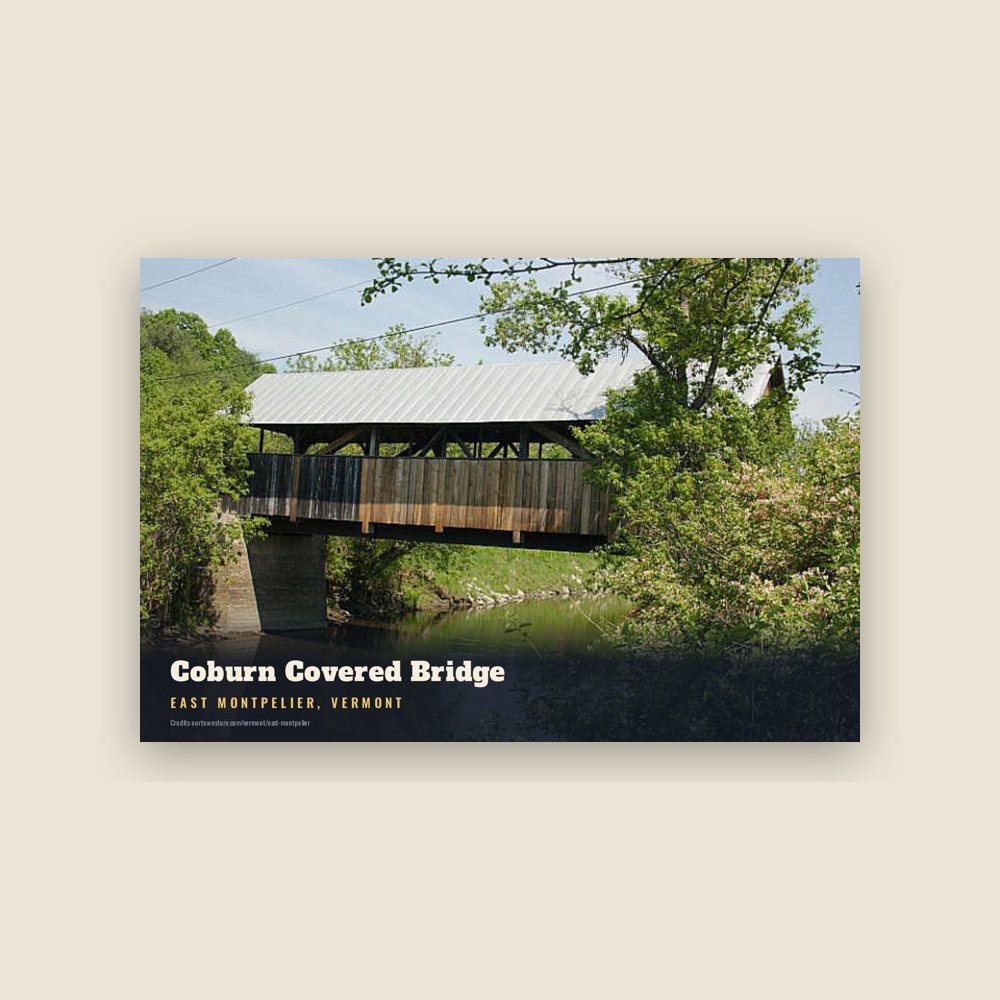 East Montpelier Coburn Covered Bridge Postcard