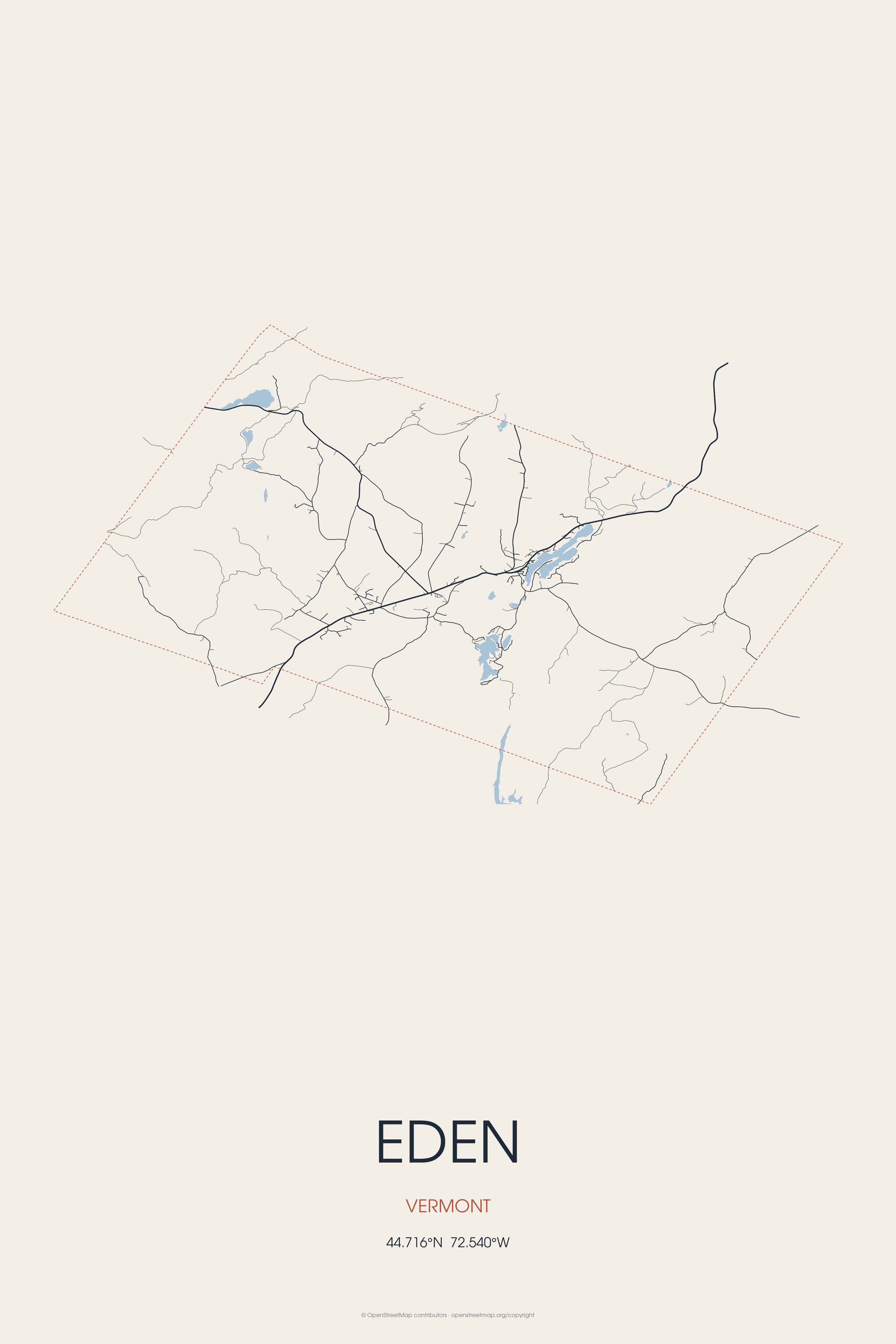 Street map of Eden, Vermont