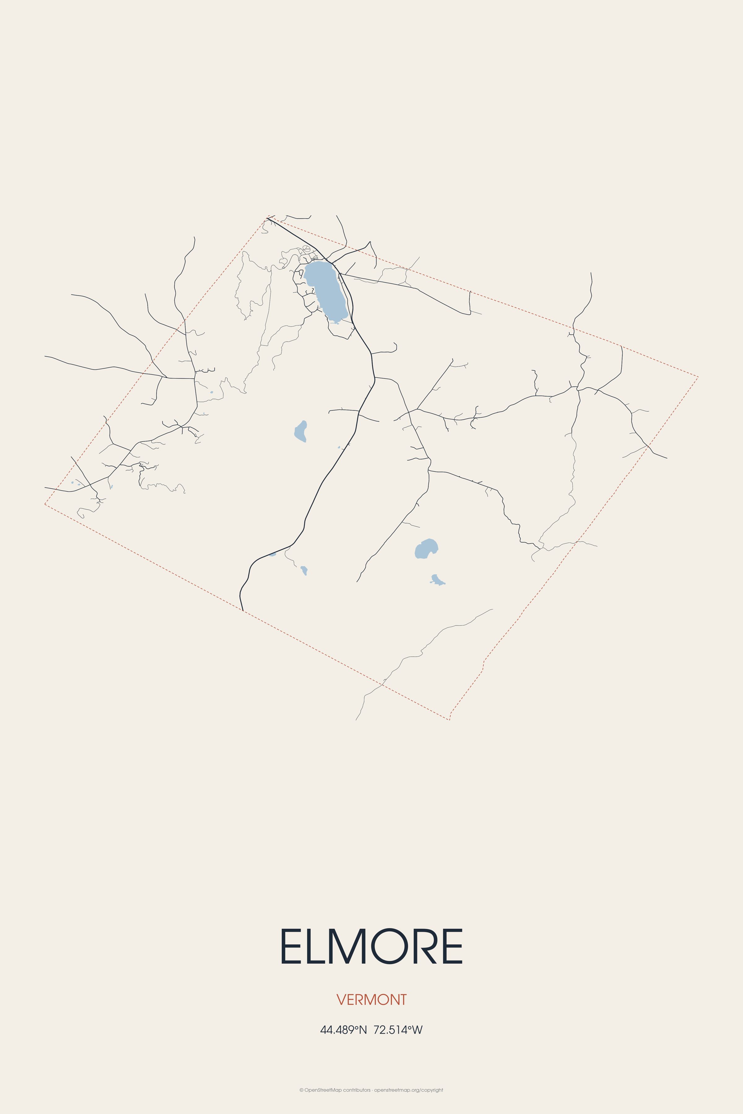 Street map of Elmore, Vermont