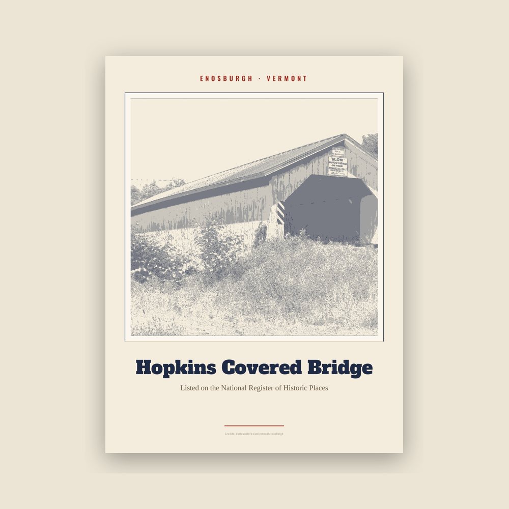 Enosburgh Hopkins Covered Bridge Landmark Print