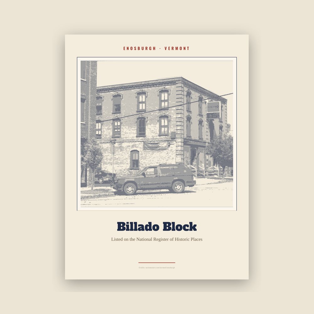 Enosburgh Billado Block Landmark Print