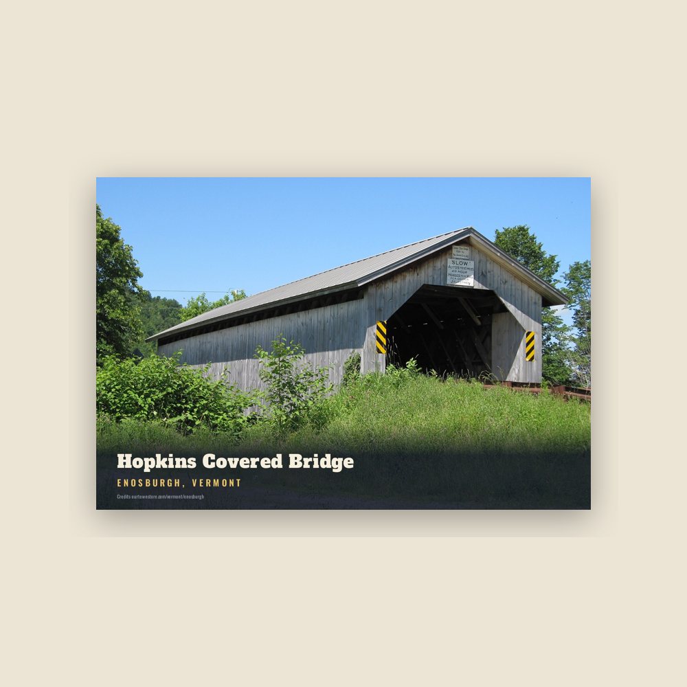 Enosburgh Hopkins Covered Bridge Postcard