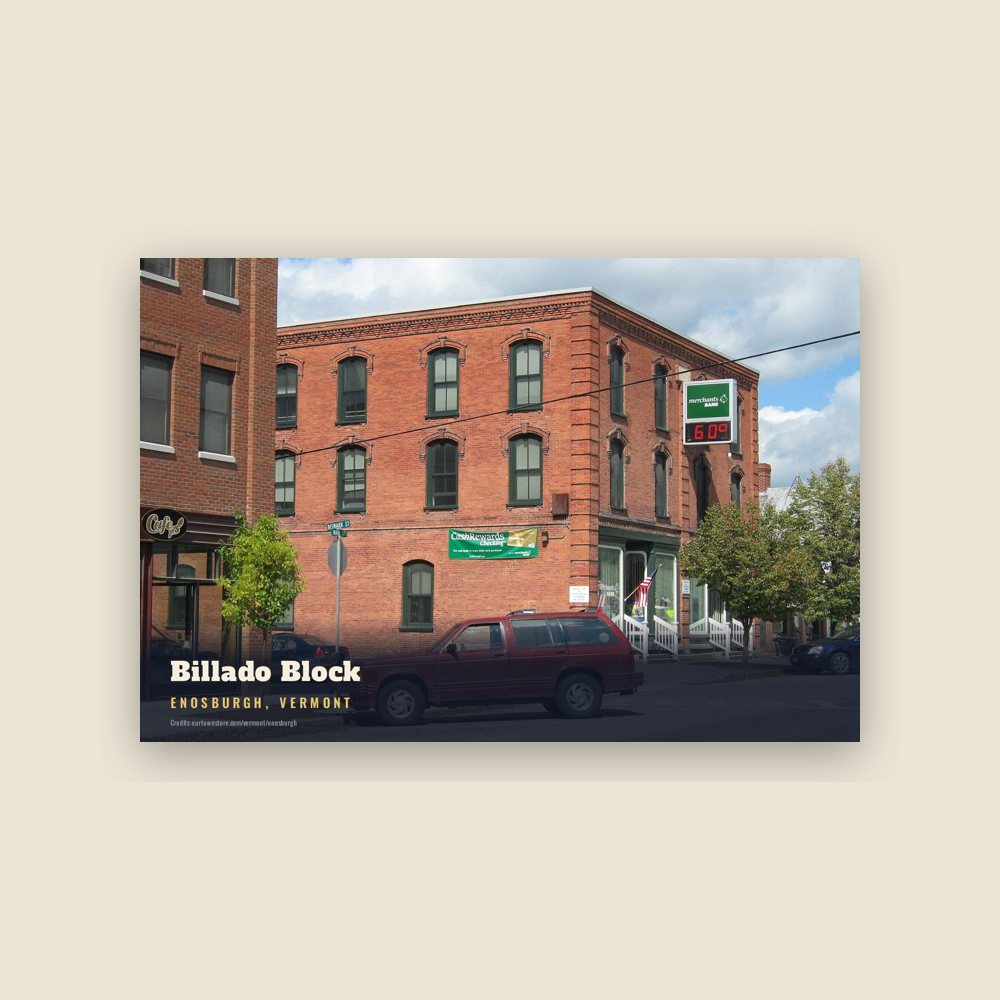 Enosburgh Billado Block Postcard